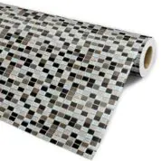 Papel De Parede Adesivo Para Decoração Cozinha Banheiro Efeito Pastilha Vidro Lavável Branca Preta Marrom Rolo 3 Metros