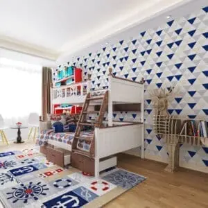 Carrinho | dcorando Quarto de menino decorado com adesivo geométrico dcorando