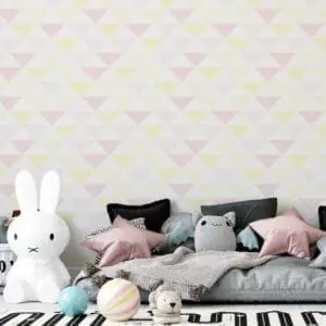Carrinho | dcorando Quarto de menina decorado com adesivo geométrico dcorando