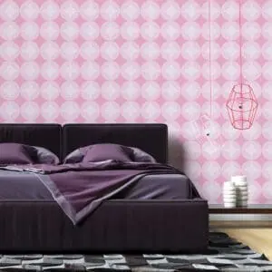 Quarto de casal decorado com adesivo geométrico dcorando