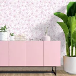 Adesivo de parede dcorando floral traço rosa