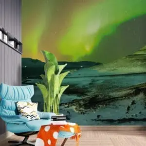 Painel fotográfico dcorando aurora borealis iceland
