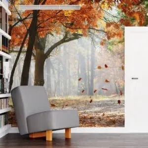 Painel fotográfico dcorando folhas de outono