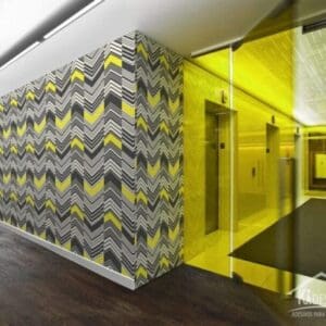 Adesivo de Parede Cinza e Amarelo