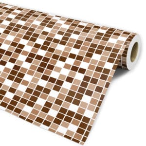 Papel de parede adesivo pastilha tons de marrom e branco Dcorando
