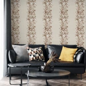 Ambiente adesivo de parede floral linho creme e marrom Dcorando