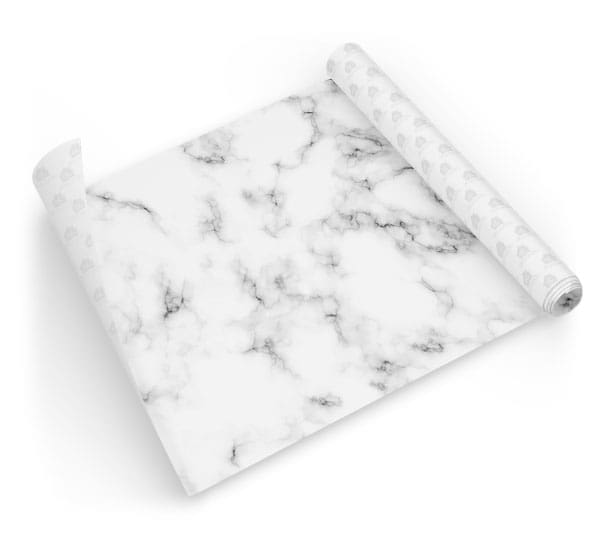 ADESIVO MÁRMORE BRANCO E PRETO ALTO BRILHO DCORANDO rolo aberto