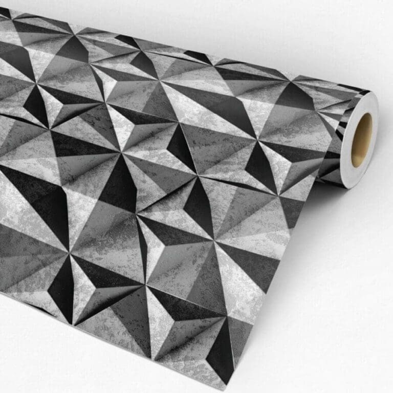 Papel de Parede Adesivo Pedra de Mármore Quadriculado Xadrez Preto e Branco  3D Rolo de 3 Metros Lavável - Pro Decor