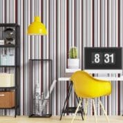 Adesivo de Parede Dcorando Listrado bordô cinza e preto