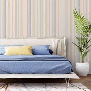 Adesivo de parede Dcorando Listrado azul creme e marrom