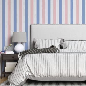 Adesivo de parede Dcorando Listrado azul branco e rosa