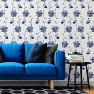 Adesivo de Parede Dcorando Floral Azul