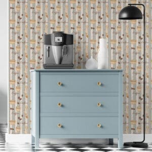 Adesivo Papel de Parede Café Listrado Azul