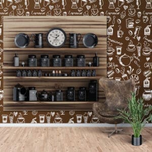 Adesivo Papel de Parede Café Marrom e Branco
