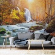 Painel Fotográfico Dcorando Folhagens na Cachoeira