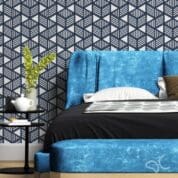 Adesivo Geométrico Cubo Azul Dcorando