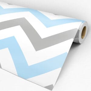 Adesvo chevron azul e cinza dcorando