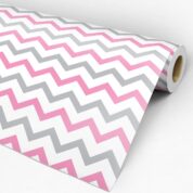 Adesvo Chevron Rosa cinza e branco Dcorando