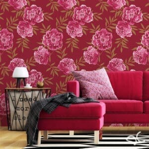 Adesivo floral linho vermelho Dcorando