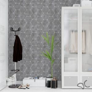 Adesivo Geométrico Dcorando Cubis Dinamond Cimento Queimado Escuro com Branco