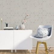 Adesivo Geométrico Dcorando Cubis Dinamond Cinza com Rose Gold