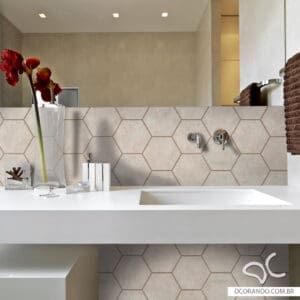 Papel de parede adesivo hexágono cimento queimado marrom rose