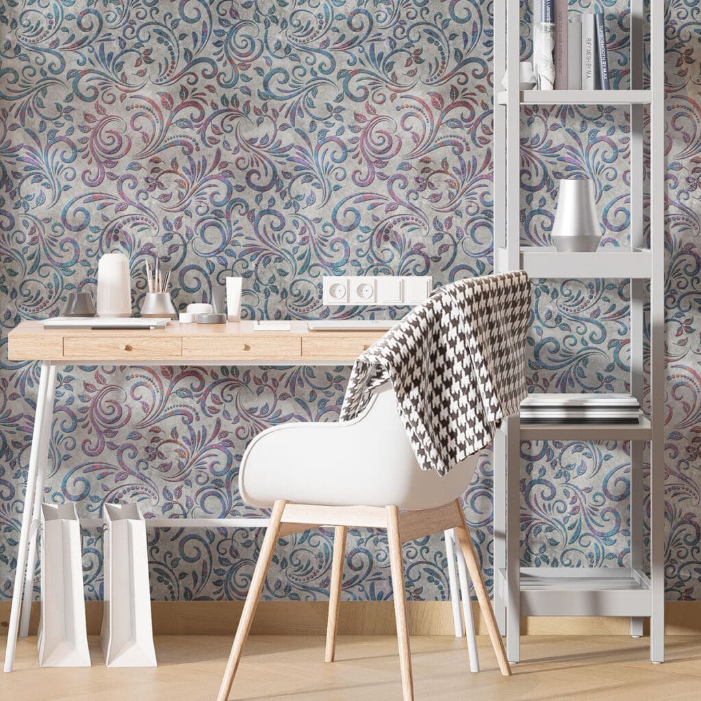 Papel Adesivo Dcorando Flor Colorido aplicado no escritório