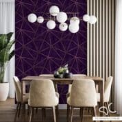 Adesivo papel de parede zara roxo com fio dourado Dcorando