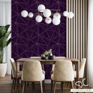 Adesivo papel de parede zara roxo com fio dourado Dcorando