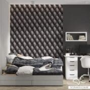 Adesivo Papel de Parede Capitonê cinza com Costura Dcorando