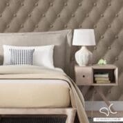 Papel de Parede Adesivo Capitonê Couro Marrom Claro Craquelê