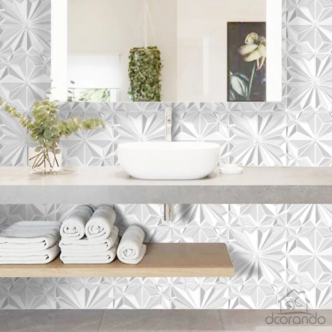 Papel de Parede 3D Branco Dcorando REV3D134-3