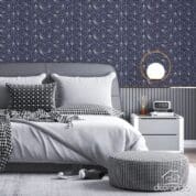 Papel de Parede Geométrico Prata e Azul Dcorando