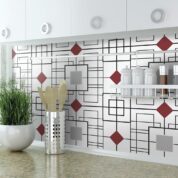 Papel de Parede Para Cozinha Branco Preto Bordô e Cinza - Dcorando