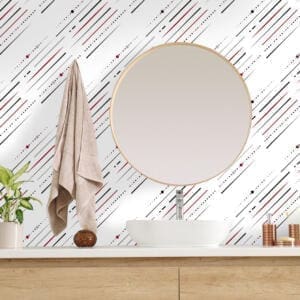 Papel de Parede Lavável Geométrico Branco Preto Cinza e Bordô