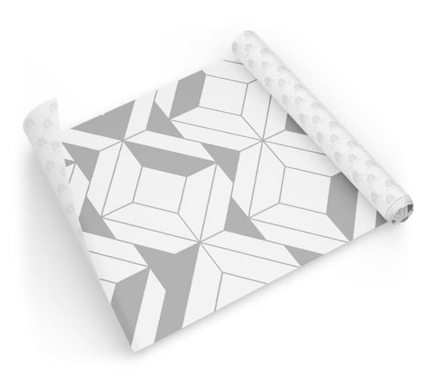 Papel Banheiro Geométrico Branco e Cinza Dcorando