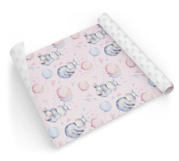 Papel Adesivo Infantil Hipopótamo Balões Corações Dcorando