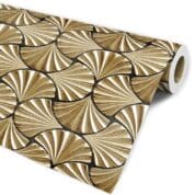 Papel De Parede Dourado Art Déco 3D Preto Lavável