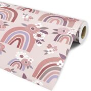 PAPEL DE PAREDE FLORAL INFANTIL QUARTO MENINA ROSA LILÁS FLORES ARCO BOHO DCORANDO